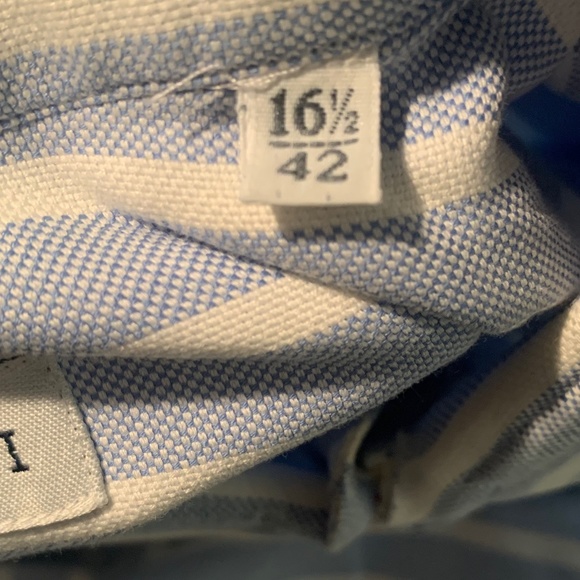 GRIFONI Men's long sleeves woven shirt in blue/white stripes - Picture 8 of 8